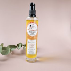 Huile corporelle artisanale Baiser indien irisée or – soin scintillant pour le corps fabriqué en Suisse