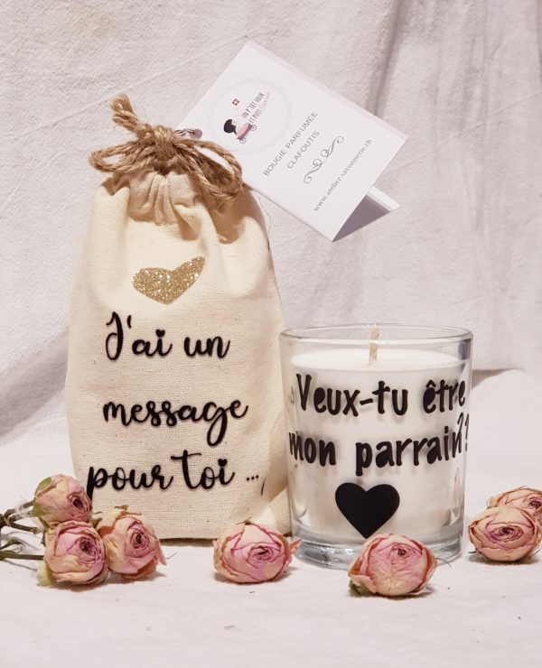 Bougie message "Veux-tu être mon parrain?"