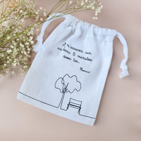 Pochon en coton blanc avec message