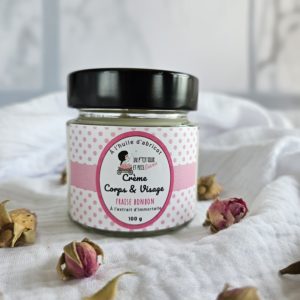 Crème corps et visage Fraise bonbon 100 ml — pot avec étiquette