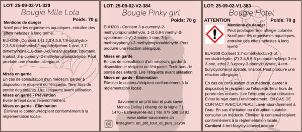 Étiquette CLP – Coffret 3 bougies parfumées Love & Fire (3 parfums)