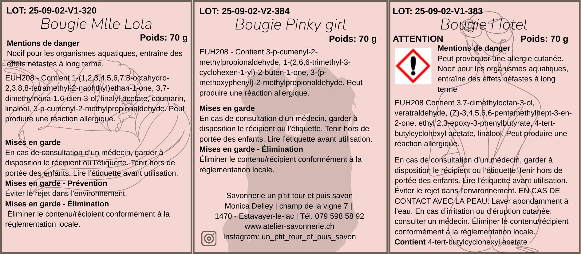 Étiquette CLP – Coffret 3 bougies parfumées Love & Fire (3 parfums)