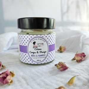 Crème corps et visage Mûres Framboises 100 ml — pot avec étiquette
